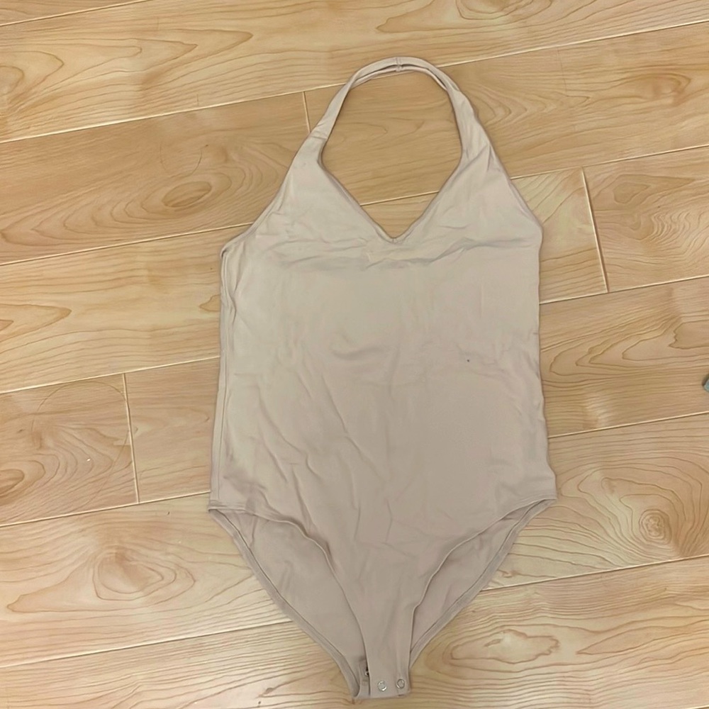 Nude halter bodysuit